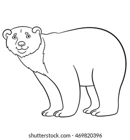 Coloring Pages Cute Polar Bear Stands Stock Vector (Royalty Free ...