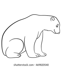 Coloring pages. Cute polar bear sits and smiles.