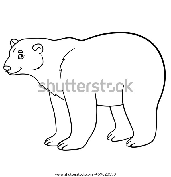 Coloring Pages Cute Polar Bear Stands Stock Vector (Royalty Free) 469820393