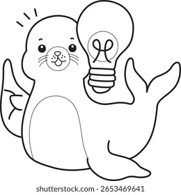 Coloring pages of cute seal. outline of seal have an idea