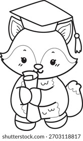 Coloring pages of Cute set of Fox sticker with activity. Outline of Fox was graduation 