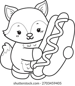 Coloring pages of Cute set of Fox sticker with activity. Outline of Fox 