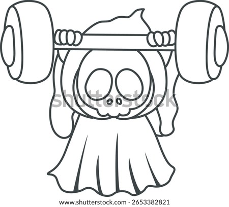 Coloring pages of cute skull. outline of Skull lifting a dumbbell