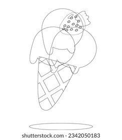 coloring pages cute strawberry ice cream cone sketch 