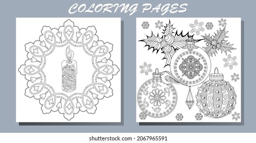 Coloring Pages. Doodle style new year coloring book. Happy new year 2022. Year of the tiger.  Antistress freehand sketch drawing with doodle and zentangle elements.