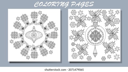 Coloring Pages. Doodle style new year coloring book. Happy new year 2022. Year of the tiger.  Antistress freehand sketch drawing with doodle and zentangle elements.