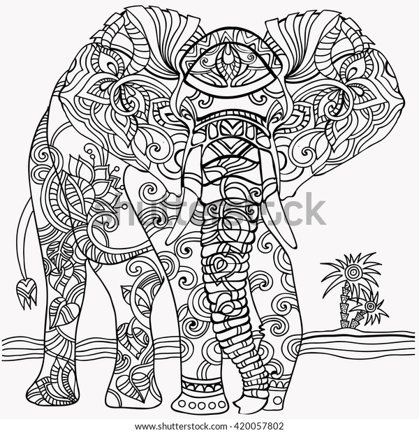 Coloring Pages Elephant Stock Vector (Royalty Free) 420057802