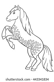Coloring pages. Farm animals. Beautiful horse smiles.