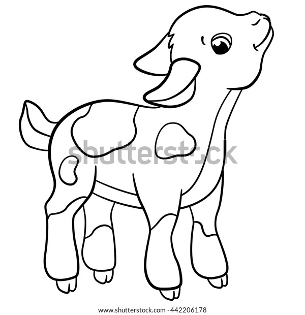 Coloring Pages Farm Animals Little Cute Stock Vector Royalty Free