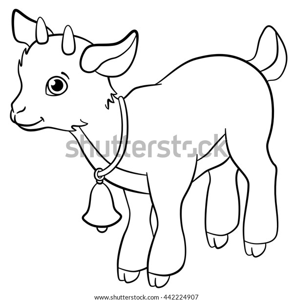 Coloring Pages Farm Animals Little Cute Stock Vector Royalty Free