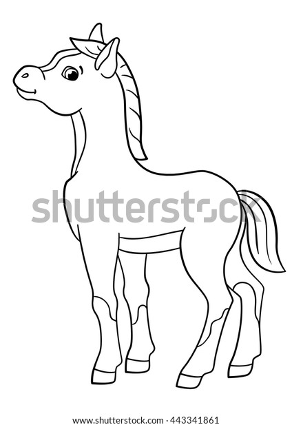 Coloring Pages Farm Animals Little Cute Stock Vector Royalty