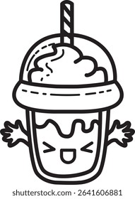 Coloring pages of fast food items illustration. outline of milkshake