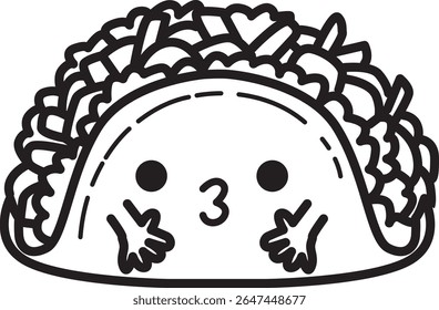 Coloring pages of fast food items illustration.
outline of taco illustration
