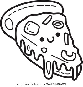 Coloring pages of fast food items illustration.
outline of pizza illustration