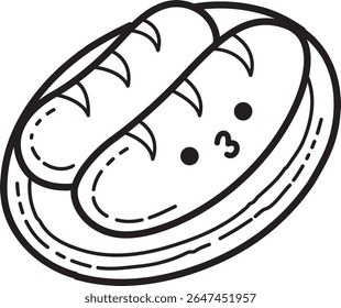 Coloring pages of fast food items illustration.
outline of sausage illustration