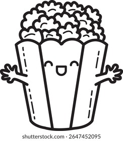 Coloring pages of fast food items illustration.
outline of cinema popcorn elements