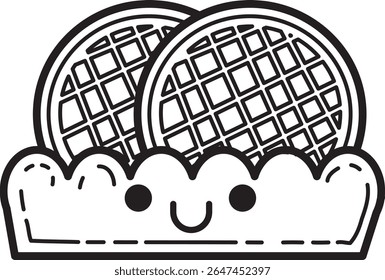 Coloring pages of fast food items illustration.
outline of square waffle illustration