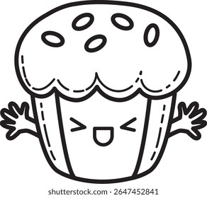 Coloring pages of fast food items illustration.
outline of muffin illustration