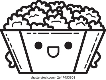Coloring pages of fast food items illustration.
outline of popcorn illustration