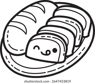 Coloring pages of fast food items illustration.
outline of bread illustration