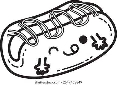 Coloring pages of fast food items illustration.
outline of hot dog illustration