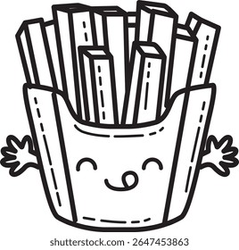 Coloring pages of fast food items illustration.
outline of French fries potato illustration