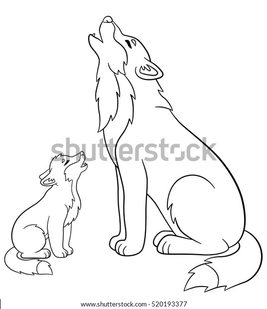 coloring pages father wolf howls his stock vector royalty