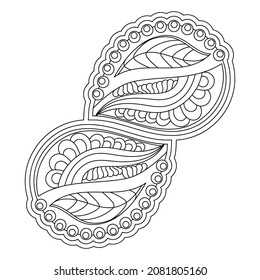 Coloring pages . Floral Abstract composition. Hand-drawn monochrome vector illustration.
