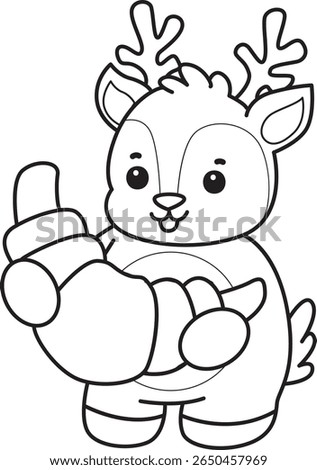 Coloring pages of funny baby Deer animal series stock illustration. outline of deer bring a bread 