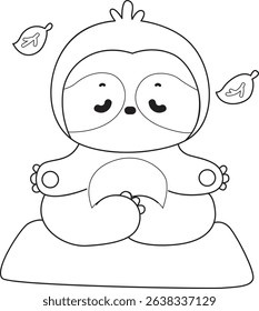 Coloring pages of Funny baby sloth animal series stock illustration.
outline of sloth with yoga pose
