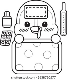Coloring pages of Funny penguin in cold weather elements.
outline of baby penguin was sick
