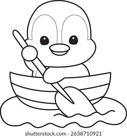 Coloring pages of Funny penguin in cold weather elements.
outline of baby penguin riding a boat
