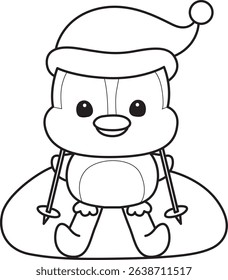 Coloring pages of Funny penguin in cold weather elements.
outline of baby penguin playing an ice skating
