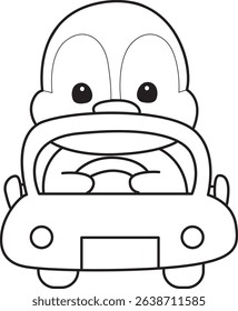 Coloring pages of Funny penguin in cold weather elements.
outline of baby penguin driving a car

