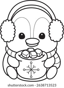 Coloring pages of Funny penguin in cold weather elements.
outline bring a hot chocolate
