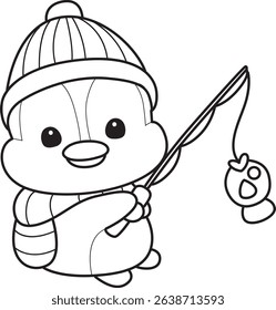 Coloring pages of Funny penguin in cold weather elements.
outline of baby pig was fishing

