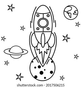 Coloring pages for galaxies and spaceships, simple and attractive design