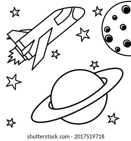 Coloring pages for galaxies and spaceships, simple and attractive design