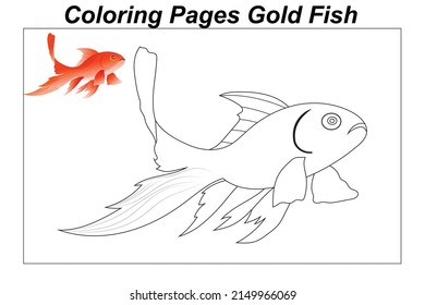 Coloring pages gold fish illustration in a cartoon style for a coloring book