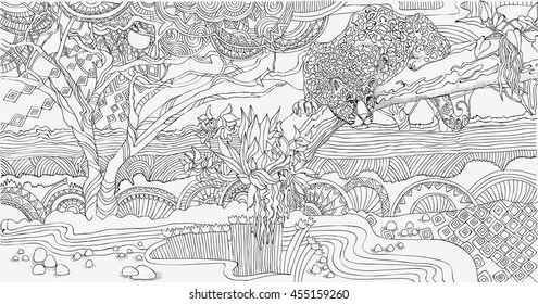 Coloring Pages Handsome African Landscape Cheetah Stock Vector (Royalty ...
