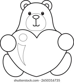 Coloring pages of Illustration of cute bear icon.
Lineart of Funny bear. outline of bear bring a love sign