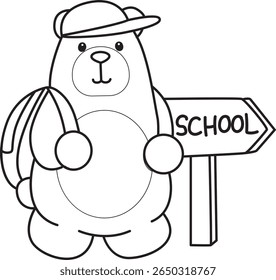 Coloring pages of Illustration of cute bear icon.
Lineart of Funny bear. outline of bear want to going to school 