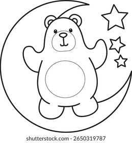 Coloring pages of Illustration of cute bear icon.
Lineart of Funny bear. outline of bear stand up in the moon