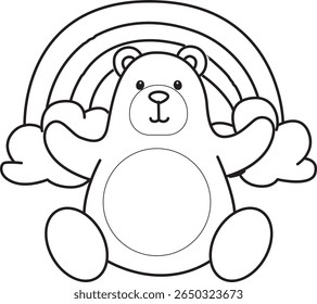 Coloring pages of Illustration of cute bear icon.
Lineart of Funny bear. outline of bear in front of the rainbow
