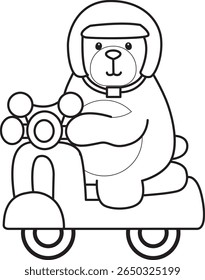 Coloring pages of Illustration of cute bear icon.
Lineart of Funny bear. outline of bear riding a scooter