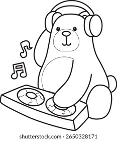 Coloring pages of Illustration of cute bear icon.
Lineart of Funny bear. outline of bear playing with disc in the pub