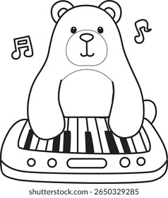 Coloring pages of Illustration of cute bear icon.
Lineart of Funny bear. outline of bear playing a piano