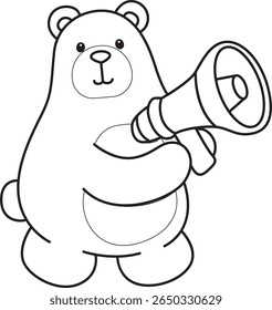 Coloring pages of Illustration of cute bear icon.
Lineart of Funny bear. outline of bear bring a megaphone