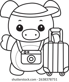 Coloring pages of Illustration of cute pig icon.
outline of baby pig bring a travel bag
