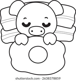 Coloring pages of Illustration of cute pig icon.
outline of baby pig sleeping with egg blanket
